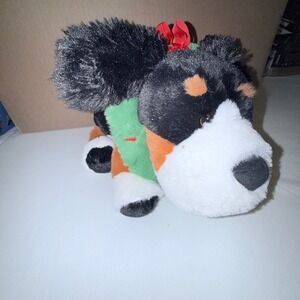 Gigglescape Plush Dog Kids One Size Black White Holiday NEW Scarf Bow Puppy